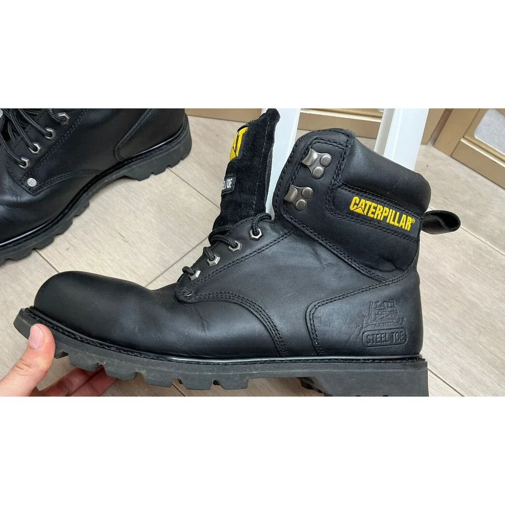 CAT Second Shift Steel Toe Work Boot Black Leather 13 W Wide Man caterpillar